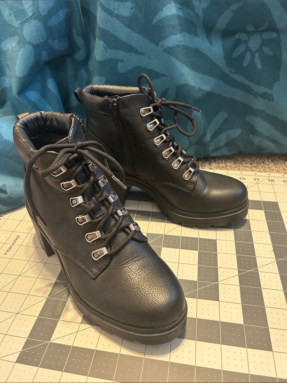 No Boundaries Black Lace-Up Platform Ankle Boots